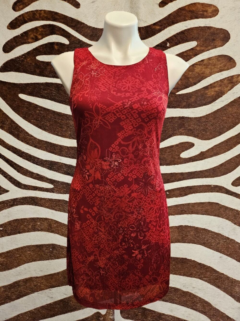 Vintage 90s Y2K Byer Too! California Slip Dress Midi Red Floral Women’s M Fairy